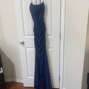 B Darlin Elegant Dark Blue Maxi Dress